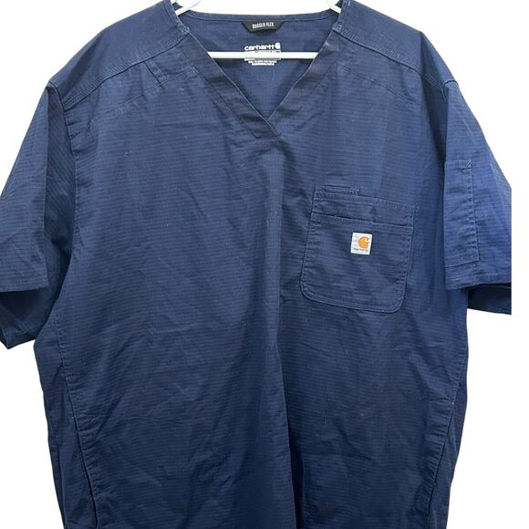 Carhartt Rugged Flex Peak 5-Pocket V-Neck Scrub Top 3X Modern Fit Blue - Picture 1 of 6